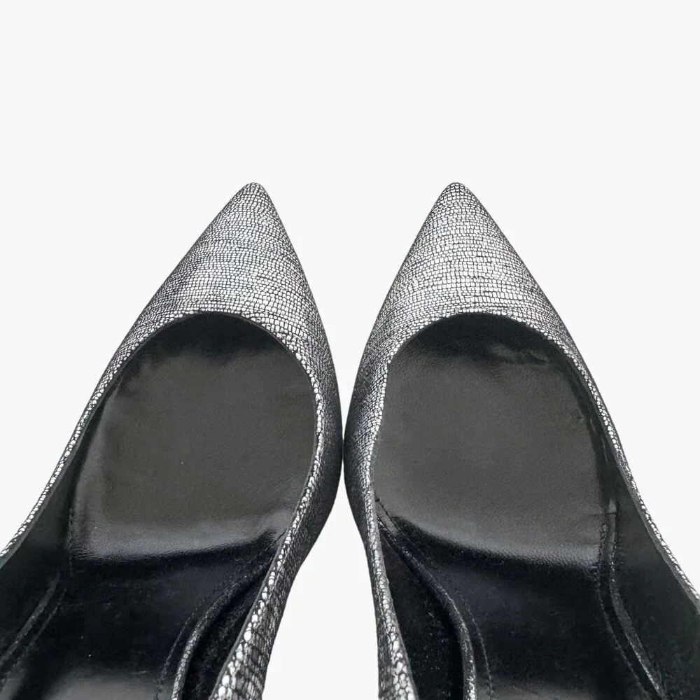 Saint Laurent Opyum 110 YSL Pumps EU 41 US 11 Metallic Silver Pointed High Heels - Picture 11 of 13